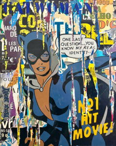 Cat Woman, tableau aux techniques mixtes de Peter Brady